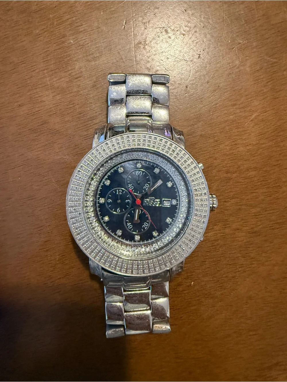 Freeze Oversized Men’s Chronograph watch with Diamond Bezel
